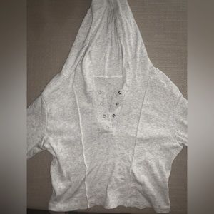 SHEIN Dazy Ribbed Knit Stitched Cropped Hoodie